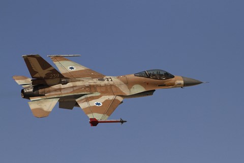 Framed F-16A Netz of the Israeli Air Force in flight over Israel Print