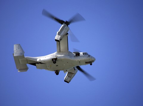 Framed Osprey tiltrotor aircraft in flight Print