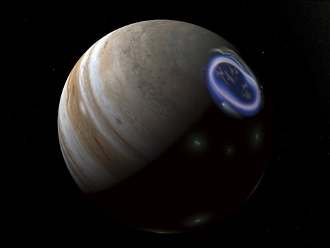 Framed Artist&#39;s concept of an aurora on Jupiter&#39;s north pole Print
