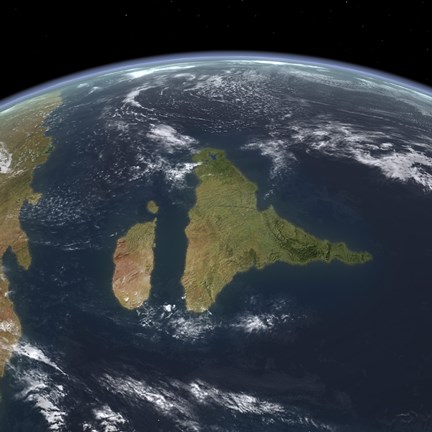 Framed View of the Indian subcontinent during the Late Cretaceous period Print