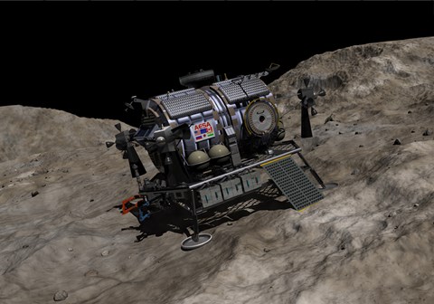 Framed manned Asteroid Lander on the surface of an asteroid Print