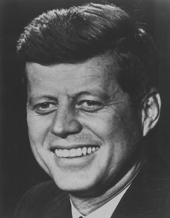 Framed President John F Kennedy (digitally restored) Print