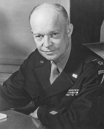 Framed WWII Photo of General Dwight D Eisenhower Print
