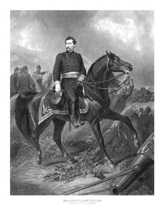 Framed Union General George McClellan on Horseback Print