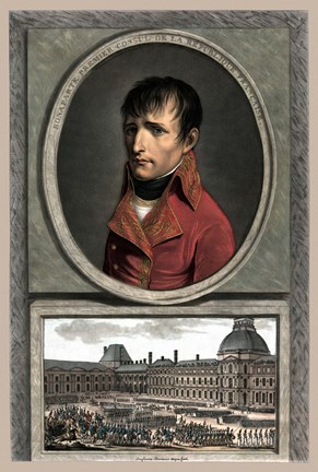 Framed Napoleon Bonaparte Above a Troop Review Print