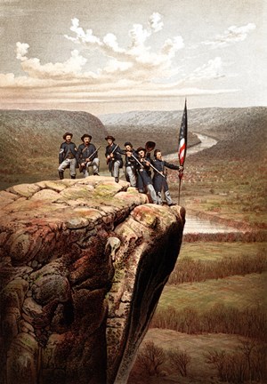 Framed Union Soldiers on the Summit of Lookout Mountain Print