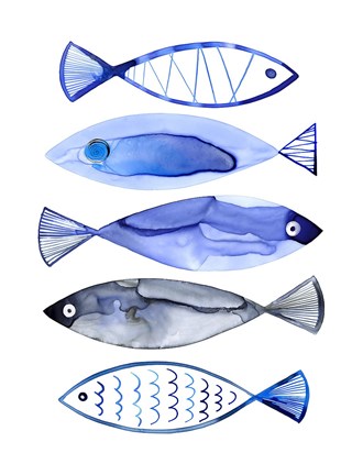 Framed Retro Watercolour Fish Print
