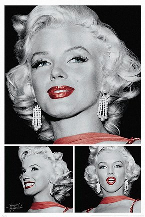 Framed Marilyn - Red Lips Trio Print