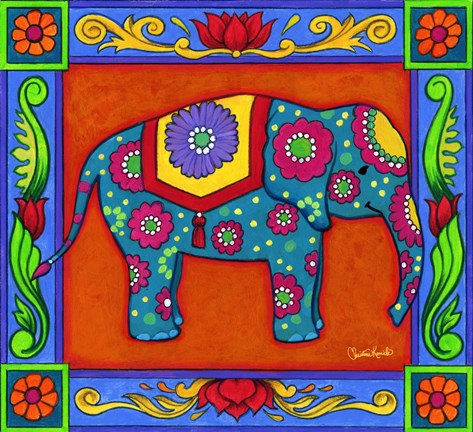 Framed Mosaic Elephant Print