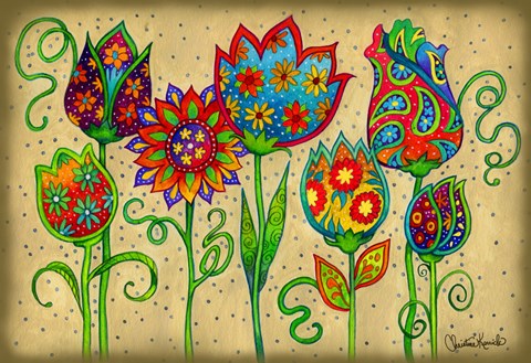 Framed Mosaic Flowers-Spring Print