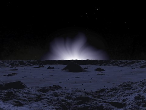 Framed Ghostly Coronal Light Reveals Mercury&#39;s Rugged and Inhospitable Surface Print