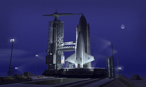 Framed Futuristic Space Shuttle Awaits Launch Print