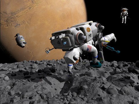 Framed Astronaut Makes First Human Contact with Mars&#39; Moon Phobos Print