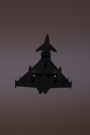 Framed German Air Force Eurofighter Typhoon Approaching at Sunset Print