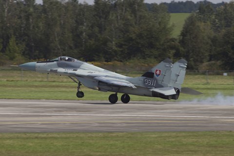 Framed Slovak Air Force MiG-29AS Fulcrum Landing on the Runway Print