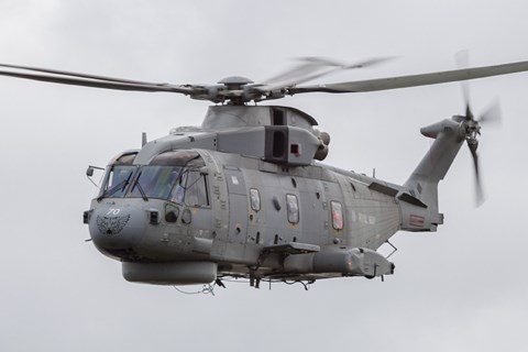 Framed Royal Navy EH-101 Merlin in Flight, Jagel, Germany Print