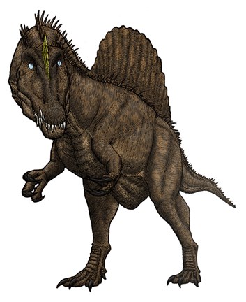 Framed Oxalaia Dinosaur from the Late Cretaceous Period Print