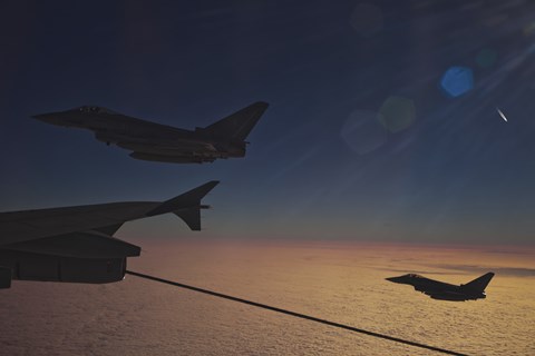 Framed German Air Force Eurofighter Typhoon Aircraft Refueling over France Print