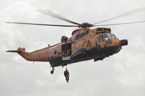 Framed German WS-1 Sea King during a Fast-roping Exercise Print