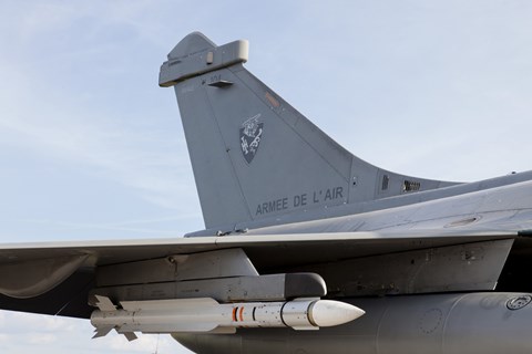 Framed MICA Missile Under the Wing of a French Air Force Rafale Aircraft Print