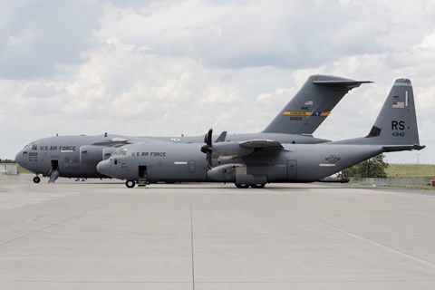 Framed C-130J Super Hercules with a C-17 Globemaster Print