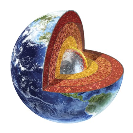 Framed Cross Section of Planet Earth Showing the Inner Core Print