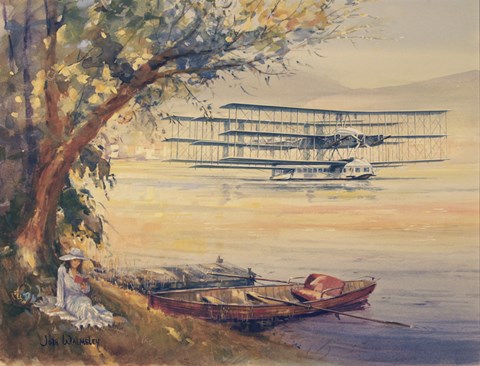 Framed Italian Designer Caproni&#39;s Design for a Transatlantic Passenger Plane Print