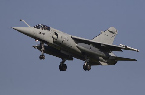 Framed Spanish Mirage F-1M in flight over Belgium Print