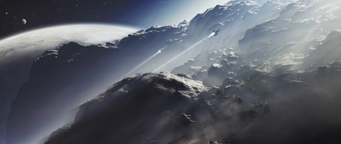 Framed Alien Scout Ship Escapes aTerra Gunship Print