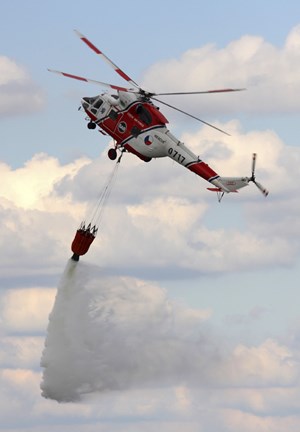 Framed Sokol W-3A Helicopter of the Czech Air Force with a Water Bucket Print