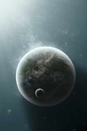 Framed Earth-Like Planet Illuminated by a Nearby White Dwarf Print