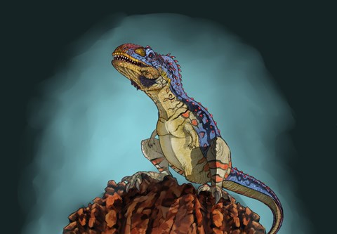 Framed Majungasaurus, a Theropod Dinosaur from the Cretaceous Period Print