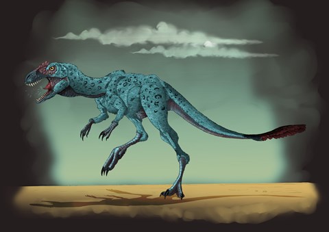 Framed Dilong Garadoxus, a Genus of Small Tyrannosauroid Dinosaur Print