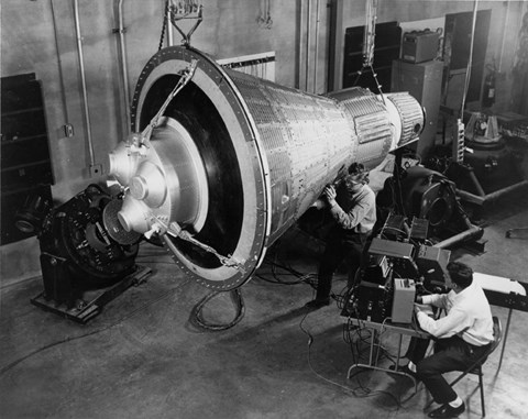 Framed Engineers Inspect and Test a Boilerplate Mercury Space Capsule Print