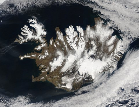 Framed Satellite view of Iceland Print
