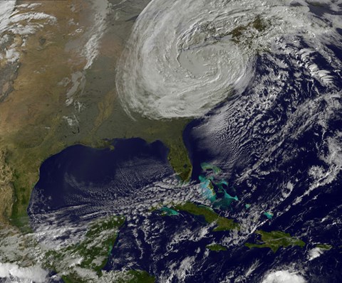 Framed Post Tropical Storm Sandy Rolling Inland Print