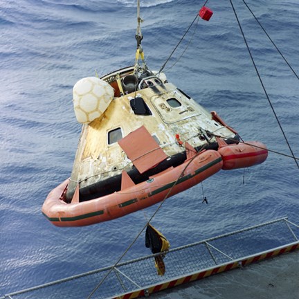 Framed Apollo 8 Capsule Being Hoisted Aboard the Recovery Carrier Print