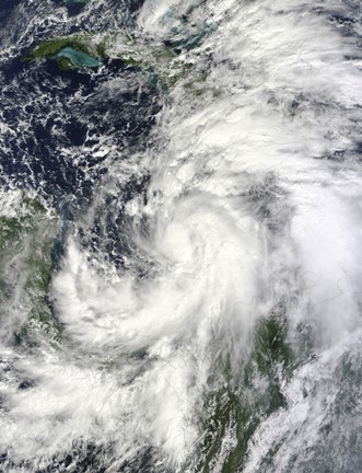 Framed Tropical Storm Sandy Hovering over the Caribbean Sea Print
