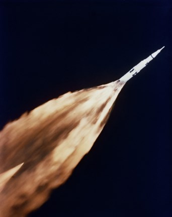 Framed Apollo 6 spacecraft Leaves a Fiery Trail in the Sky after Launch Print