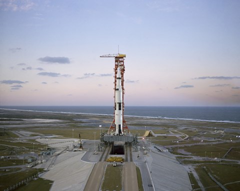 Framed High-angle View of the Apollo 8 Spacecraft on the Launch Pad Print