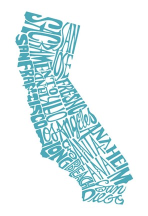 Framed California (Major Cities) Print