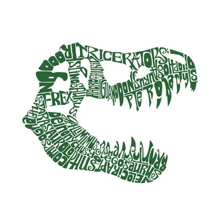 Framed T Rex Skull (Popular Dinosaur Names) Print