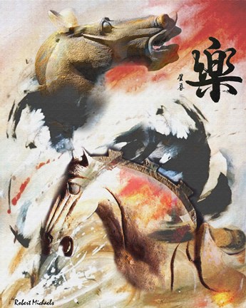 Framed Chinese Horses Print
