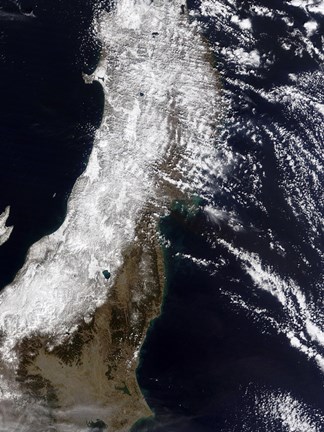 Framed Satellite View of Northeast Japan Print