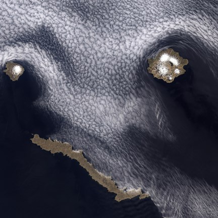 Framed Satellite Image of Semisopochnoi Island in the Western Aleutian Islands of Alaska Print