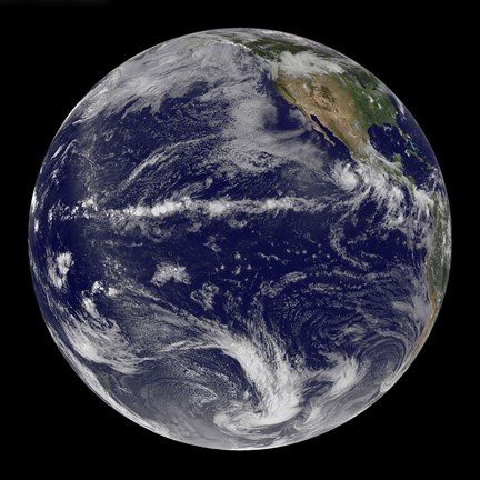 Framed Satellite Image of Earth Centered Over the Pacific Ocean Print