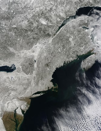 Framed Satellite View of Snow in the Northeastern United States Print