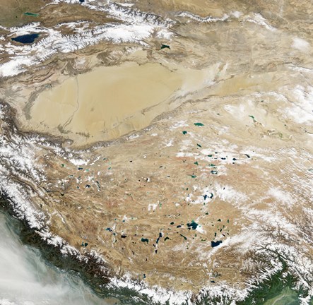 Framed Satellite View of the Tibetan Plateau Print