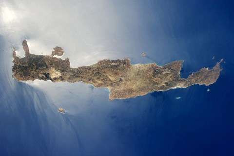 Framed View from space of the island of Crete Print