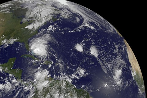 Framed Satellite View of Hurricane Irene Moving Through the Bahamas Print